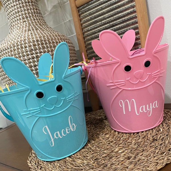 Personalized Easter Baskets, Easter Baskets for Kids, Plastic Bucket, Candy Holder, Bunny Bucket, Kids Gifts