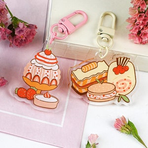 Food keychain cute acrylic charm kawaii acrylic keychain foodie gift colorful accessories for bag purse