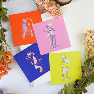 Colorful art print set of 4 small wall art decor cute prints