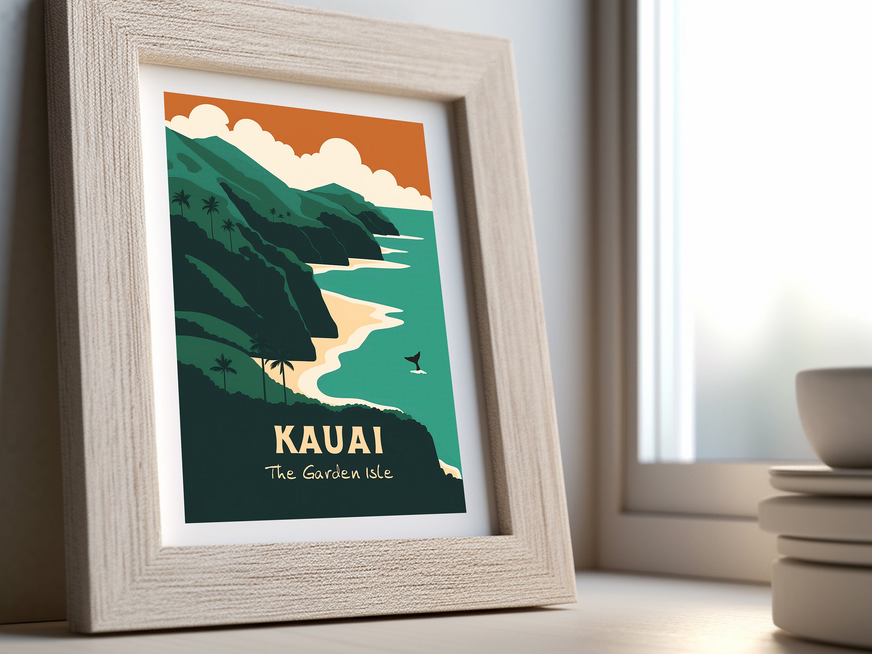 Kauai Printable Travel Poster, Hawaii Print, Minimalist Print, Wall Art ...