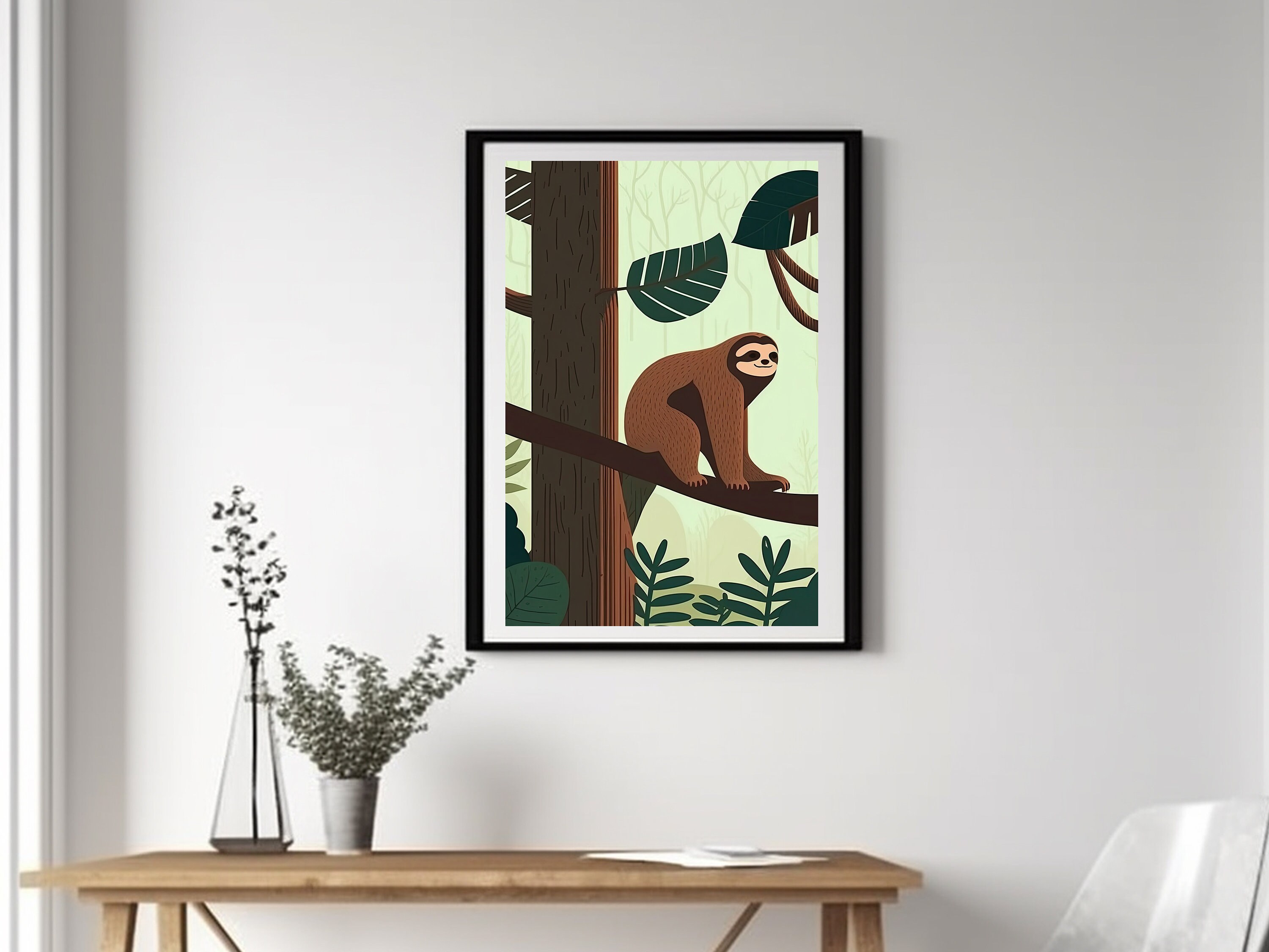 Sloth Printable Poster, Minimalist Design, Jungle Print, Digital ...