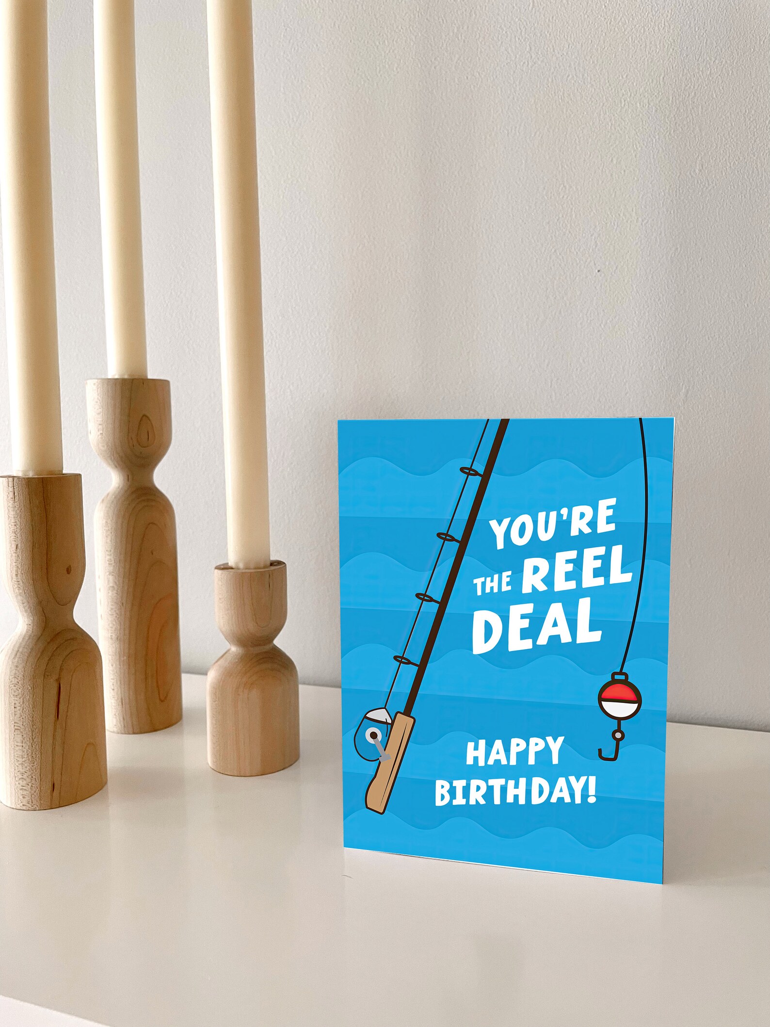 Printable Fishing Birthday Card - Funny Punny Greeting Card, Minimalist ...