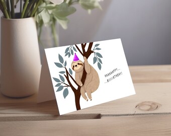 Faultier-Geburtstagskarte Für Sie – Niedliches Design Mit „Hello Beautiful“, Blanko Innen