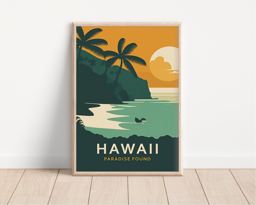 Hawaii Printable Travel Poster, Minimalist Print, Wall Art, Travel Gift ...