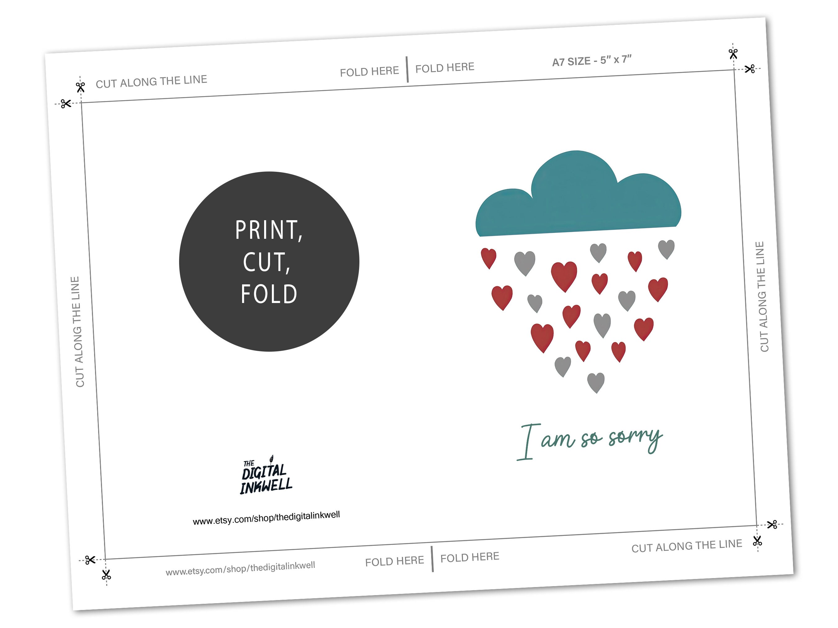 Printable Condolences Card Sympathy Card, Minimalist Design, Digital
