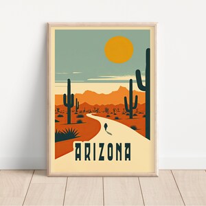 Arizona Reise Poster, Kaktus Kunst, minimalistisches Design, Wandkunst, digitaler Download, Wüste Print, Geschenkidee