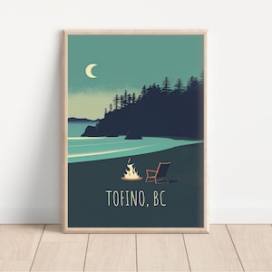 Tofino Printable Travel Poster, Minimalist Design, Canada Wall Art, Pacific Rim Art, Digital Download, British Columbia Print, Gift Idea