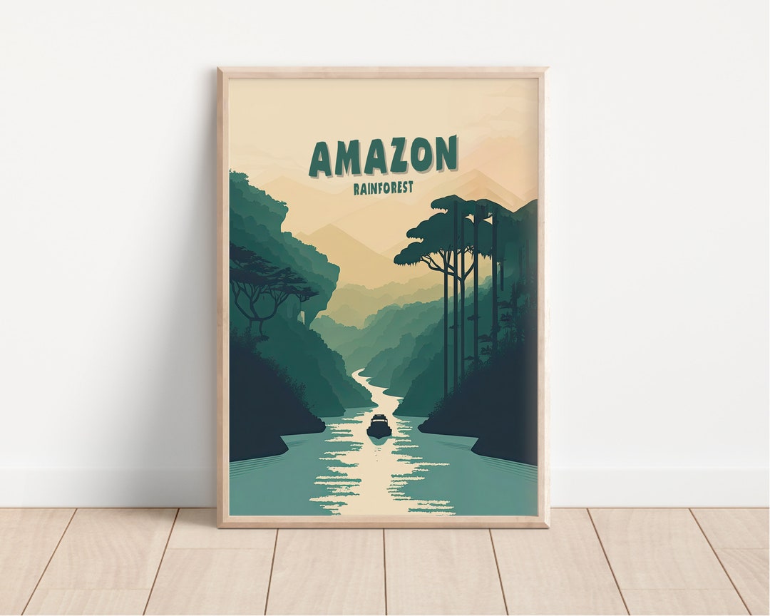 Amazon Rainforest Printable Travel Poster, Minimalist Design, Digital