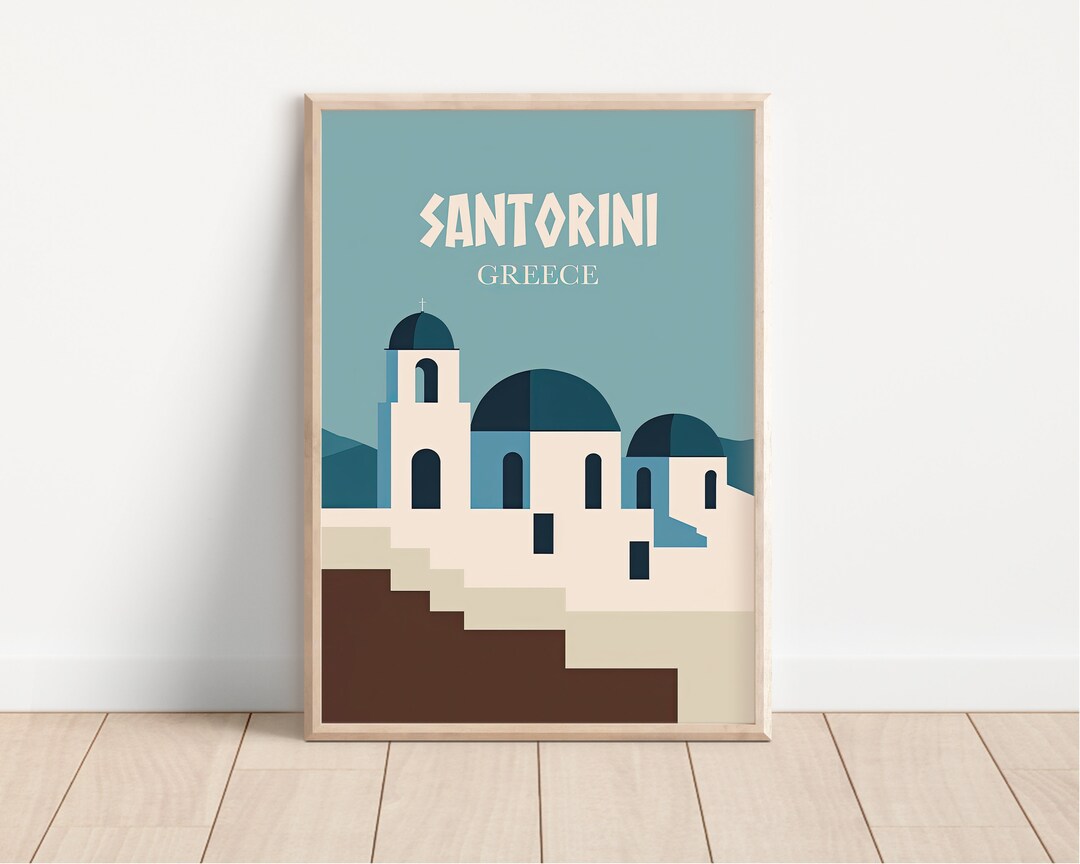 Santorini Printable Travel Poster, Greek Islands, Minimalist Design ...