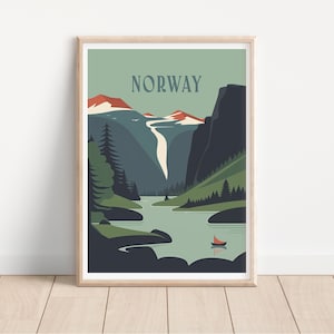 Norway Printable Travel Poster, Minimalist Design, Norway Wall Art, Digital Download, Norwegian Print, Norway Lover Gift Idea,Norway Fjords