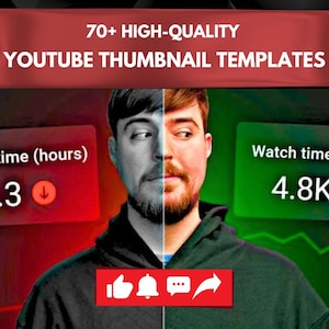 Puede incluir: Una imagen dividida en dos pantallas que muestra dos análisis diferentes de canales de YouTube. El lado izquierdo muestra un fondo rojo con una flecha hacia abajo y el texto "Tiempo de visualización (horas) 6.3". El lado derecho muestra un fondo verde con una flecha hacia arriba y el texto "Tiempo de visualización (horas) 4.8K".