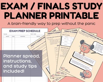 ADHD-Friendly Finals Study Planner Printable | Cognitive Psychology Based (PDF Download)