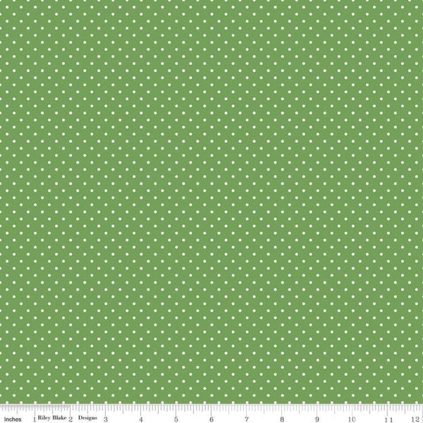 Riley Blake Swiss Dots Clover Green | White Pin Dots | Riley Blake | Christmas Fabric by the Yard