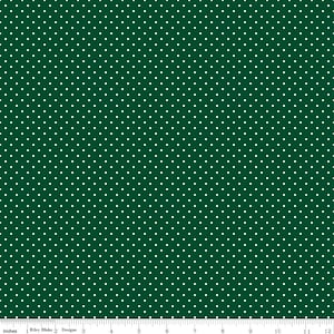 Riley Blake Swiss Dots Christmas Green | White Pin Dots | Riley Blake | Christmas Fabric