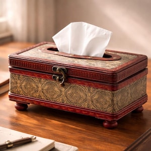 Handgemaakte vintage tissuedoos met poten, klassieke glamour decoratieve tissuehouder voor studie of bibliotheek