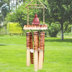 Bamboo Buddha Wind Chime Handcrafted Bamboo Buddha Wind Chime  Outdoor Relaxation
