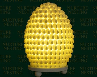 Seashell Table Lamp 15cm – Boho Coastal Shell Light, Egg-Shaped Accent for Bedside & Shelf