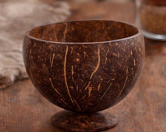 Natural Coconut Bowl On Stand Eco Friendly Small Decorative Bowl for Snacks Jewellery or Plants