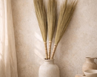 Handmade  Natural Pampas Seagrass Home Decor Broom Set Of 4  Pampas Bundle  Bohemian  Home Decor