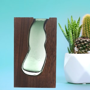 Large Wood & Glass Terrarium Vase – Rustic Sculptural Decor | Handmade Tabletop Planter or Flower Vase