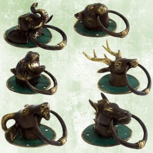 Animal  Head Brass Door Knocker – Antique Style Animal Knocker, Rustic Entry Decor, Gothic Home Gift