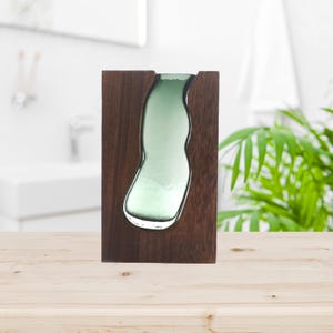 Medium Wood & Glass Terrarium Vase – Rustic Sculptural Decor | Handmade Tabletop Planter or Flower Vase