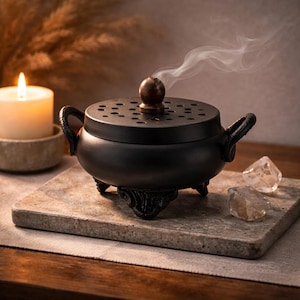 Classic Iron Cauldron Incense Burner: Witchcraft Altar, Wicca Pagan Decor