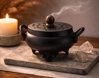 Classic Iron Cauldron Incense Burner: Witchcraft Altar, Wicca Pagan Decor