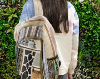 Stonewashed Heavy Cotton Backpack Brown, Washable Handmade  display picture 2