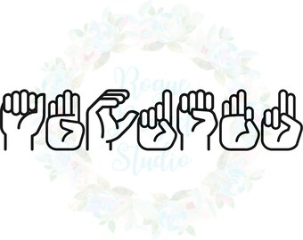 ABCDEFU - Sign Language - svg, png, jpg - Instant Download