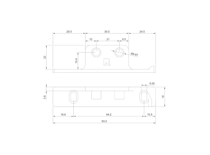 Hettich Multitech Drawer Front Connector Fixing Bracket Replacement Kit 3D Printed 08855 08856