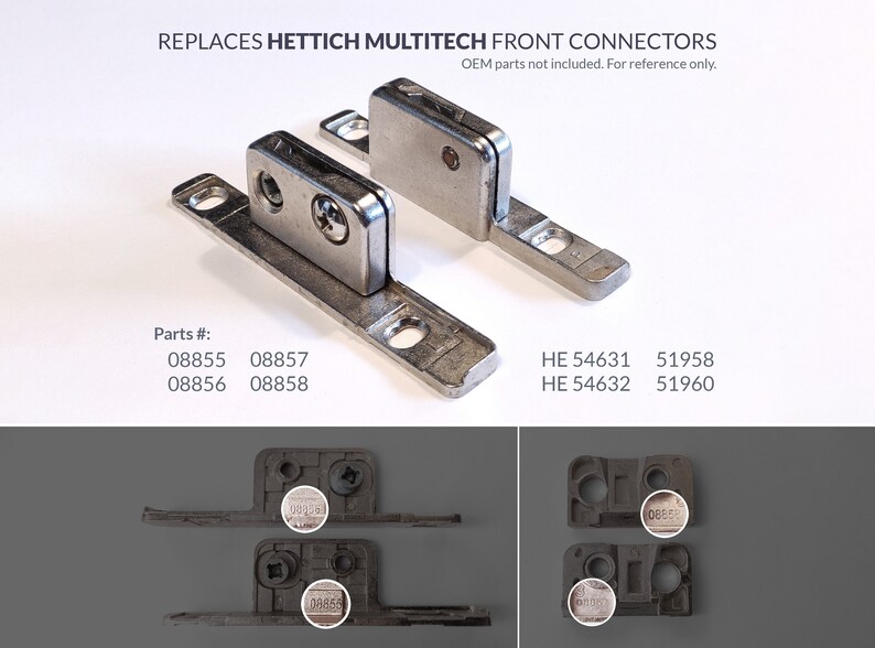 Hettich MultiTech Drawer Front Connector Fixing Bracket Replacement Kit 3D printed 08855 08856 08857 08858 image 3