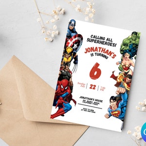 Superhero Birthday Invitation | Avengers Party Editable Template | Superheroes Party Invite | Editable Birthday Party Invitation