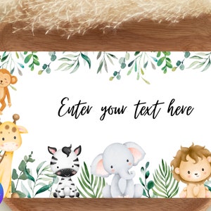 Etiquetas EDITABLES de comida Safari, etiqueta de buffet neutral de género, tarjeta Jungle Tent Etiquetas de comida salvaje, Tarjetas de lugar Plantilla de tarjeta de mesa Descarga instantánea