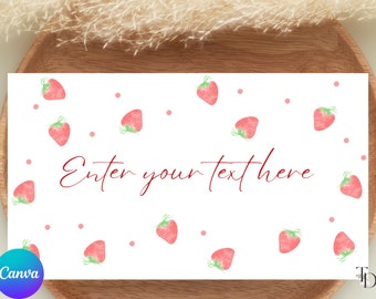 Editable Strawberry Food Label Template: Berry Birthday Party (Digital Download)