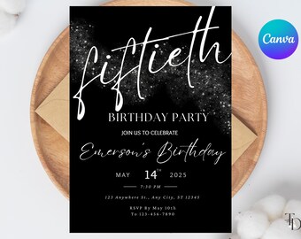 Elegant 50th Birthday Invitation Template (Digital Download)
