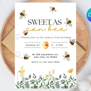 Editable Bee Birthday Invitation: Honeycomb Party Invite (Digital Download)