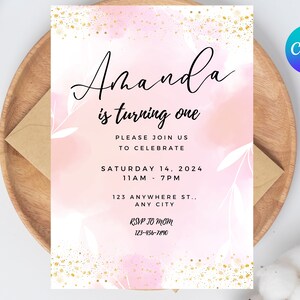 Rainbow Birthday Invitation: Watercolor Gold Glitter (Digital Download)