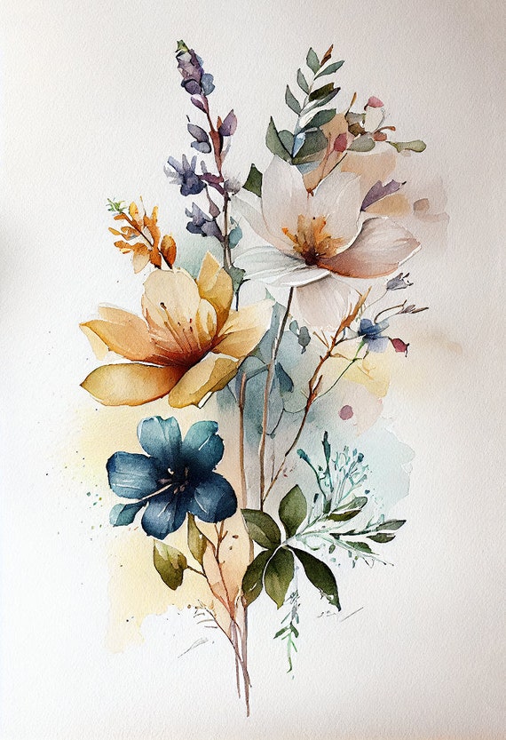 Flower watercolor painting discount