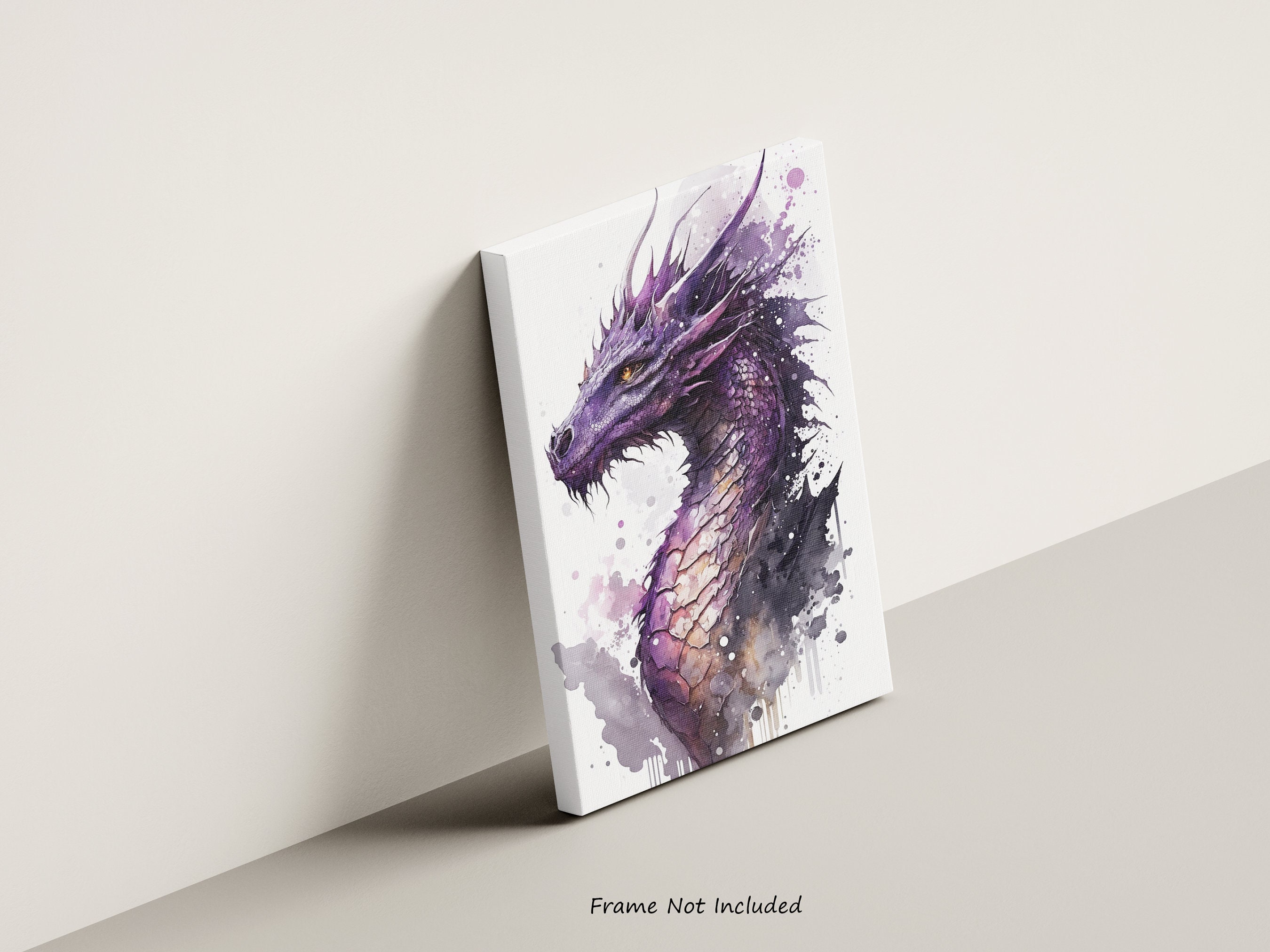 Purple Dragon Watercolor Painting - Fantasy Dragon Wall Art - Dragon ...