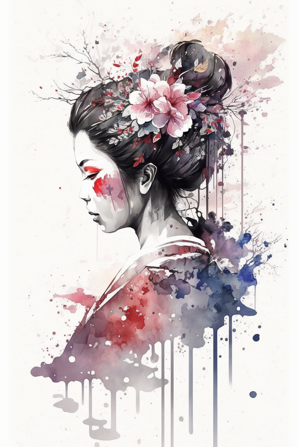 Geisha Watercolor Painting