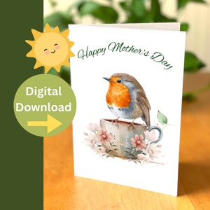 Biglietto per la festa della mamma - Biglietto vuoto per download digitale - Happy Mothers day stampabile - Ottimo per il regalo del tè pomeridiano - biglietto interno vuoto