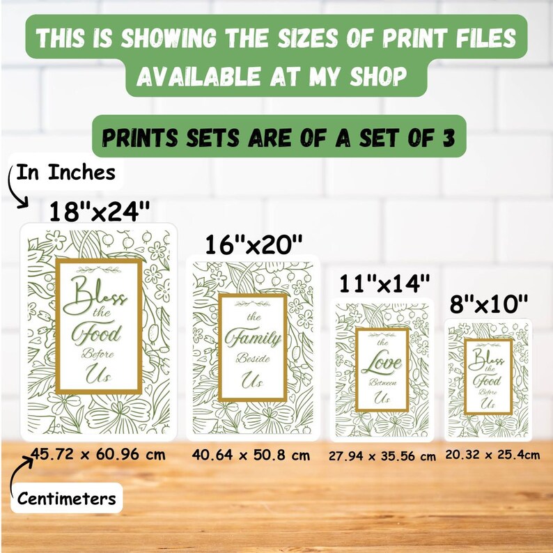 Green Kitchen Wall Art Bless the Food Before Us Beautiful Family Quote