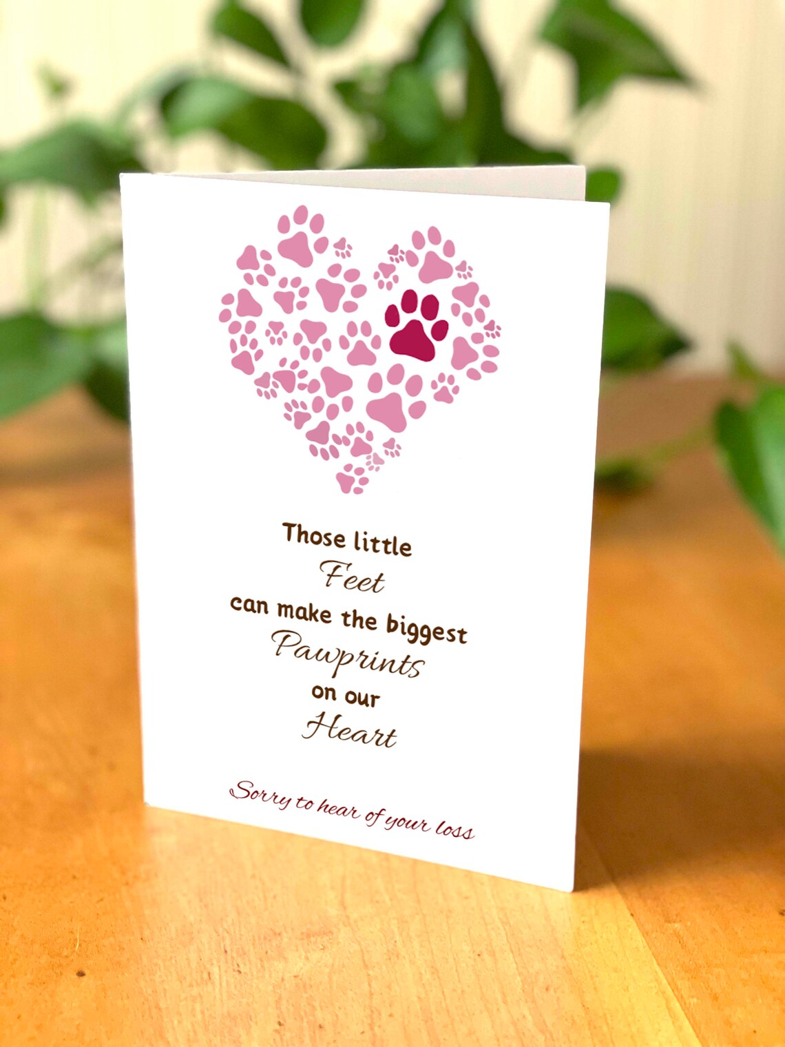 Pet Loss Digital Card - Paw Print Heart Design - 5 X 7 Printable ...