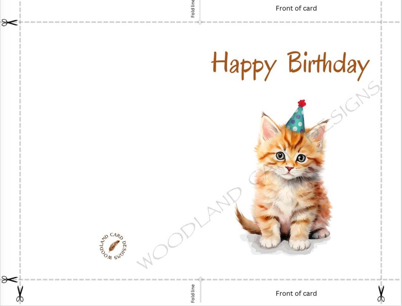 Cute Kitten Birthday Card - Cat Lover Gift (digital Download) - Etsy