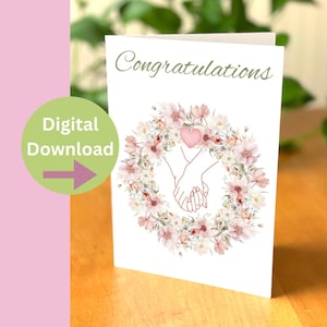 Congratulations Card - Digital Wedding card - Digital engagement card - Holding hands Wedding card - Printable Wedding or Engagement card