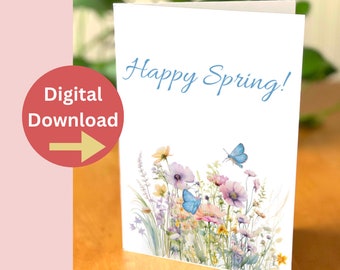 Happy Spring Greeting Card, Printable Happy Spring Greeting Card