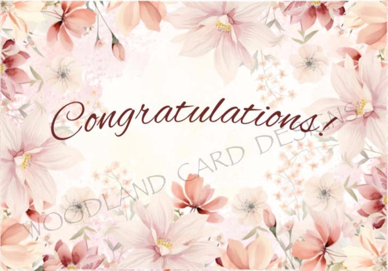 Printable Congratulations Card - Floral Wedding Card - Digital Wedding ...