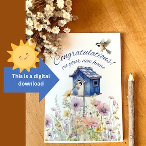 Nouvelle carte pour la maison - Félicitations pour votre nouvelle carte pour la maison - Carte de félicitations à téléchargement immédiat - Carte de félicitations numérique