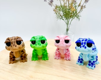 3D Printed Standing Turtle with Articulating Head and Movable Arms and Legs, Multicolored Shell, 3.5 Inches, Home Decor Figurine